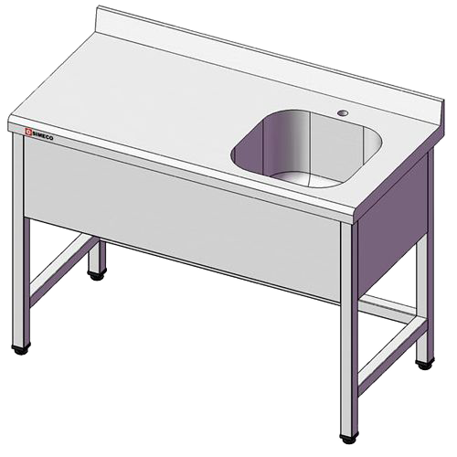 Ванна моечная одинарная со столом, правая ВМ1EП0806
